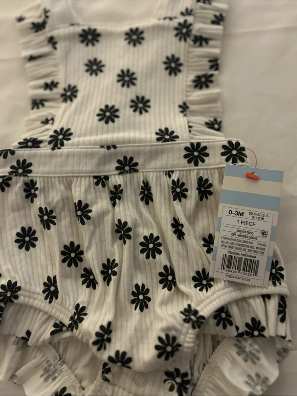 Cat & Jack White and Black Floral Diaper Cover Romper